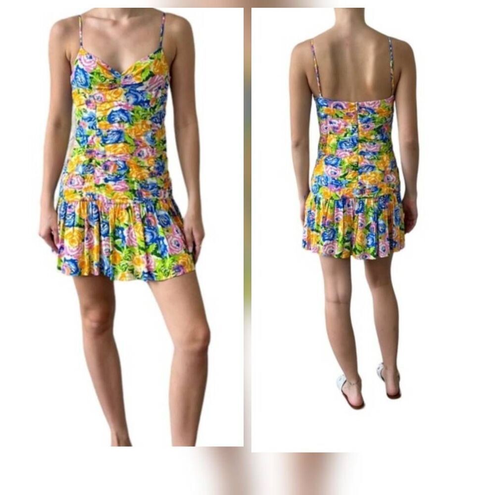 Zara womens Sz S multicolor floral Spaghetti straps mini dress NWOT - Picture 2 of 7